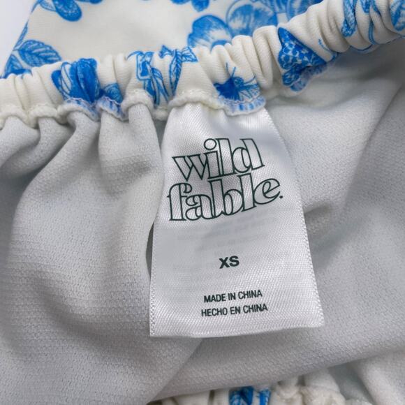 Wild Fable Women's Blue White Floral Cheeky Bikini Bottom with Side Slits SizeXS - Picture 3 of 5